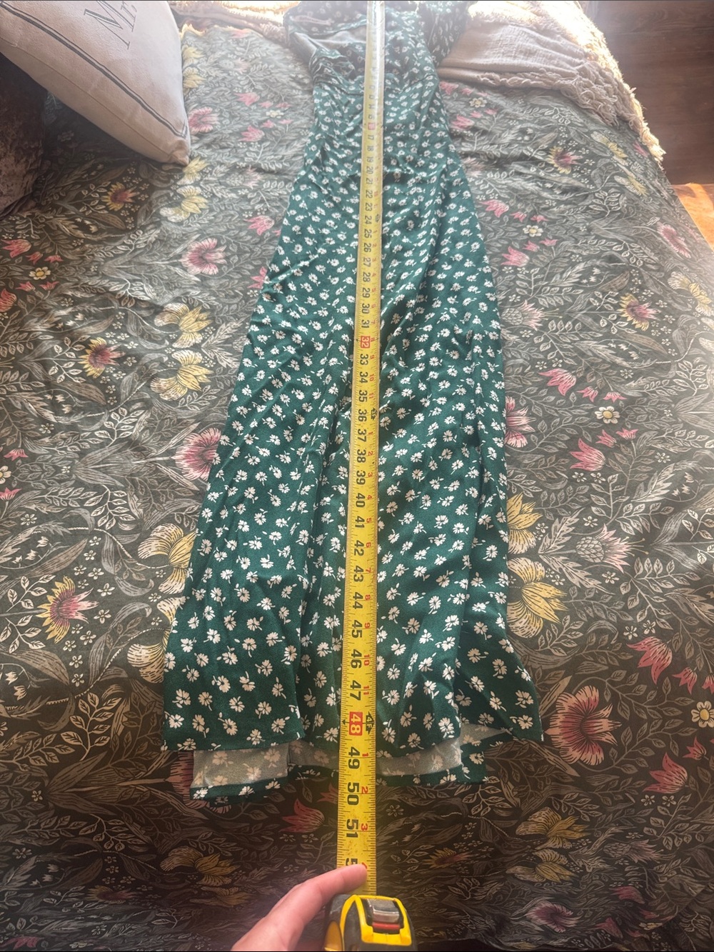 Reformation Green Floral Midi Dress with Puff Sleeves - Picture 9 of 9